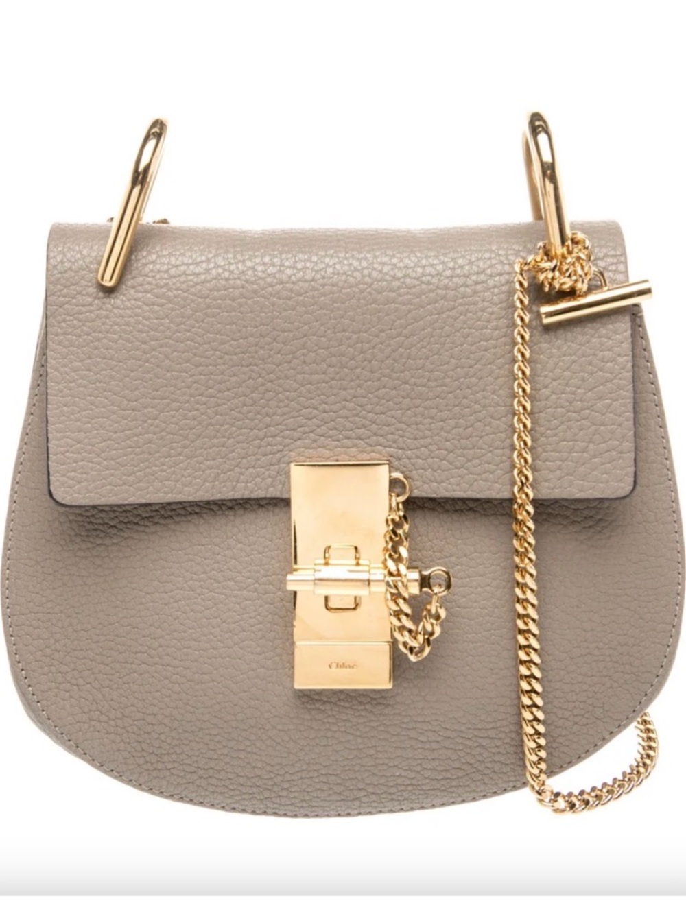 Chloe Drew bag in Gray leather with Gold  Chain Strap